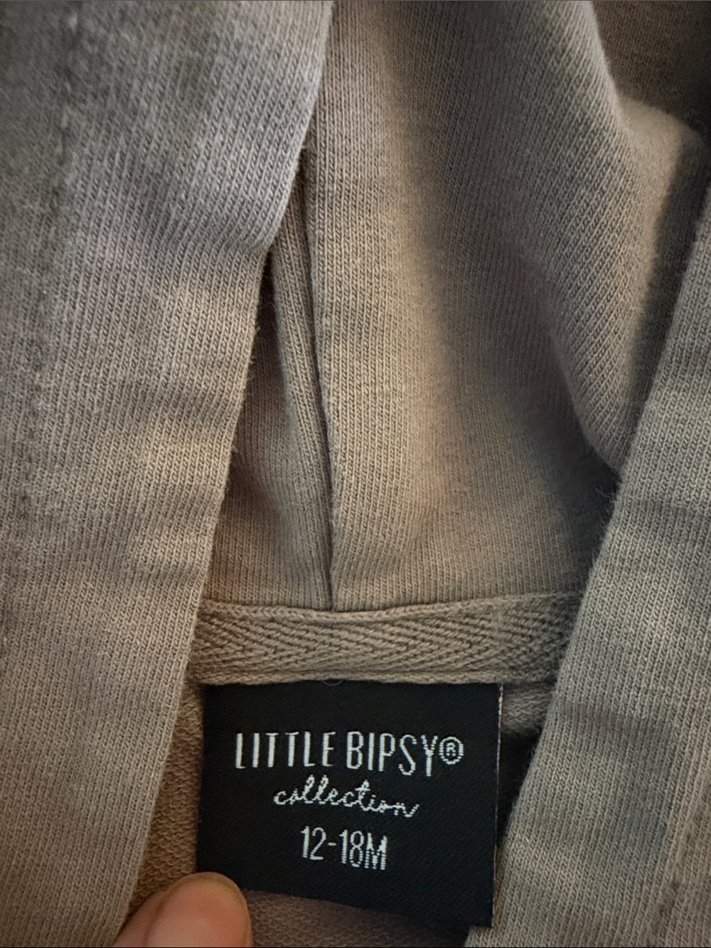 Little Bipsy Kids Short-Sleeve Hoodie Pullover Tee in Beige 12-18M - Picture 2 of 3